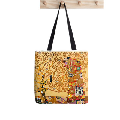 2021. Shopper Gustav Klimt The kiss printed Tote Bag žene Harajuku shopper torbica djevojka Torba za kupovinu na rame Ženska platnena torba