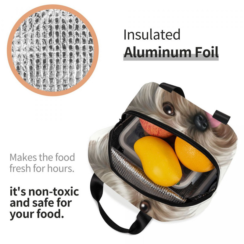 Jorkšīras terjera suņu izolēta pusdienu soma sievietēm ūdensizturīgs kucēns Yorkie termiskais dzesētājs pusdienu komplekts biroja darba skola