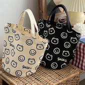Za dame Kawaii djevojke Slatka torba s kantom Kutija za ručak Pamučno platno Ženska mala ručna torbica Spremnik za piknik Spremnik za večeru Vreće za pohranu hrane