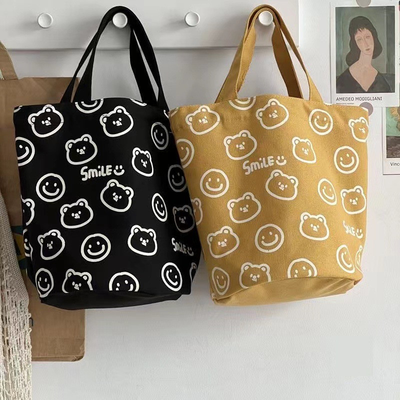 Za dame Kawaii djevojke Slatka torba s kantom Kutija za ručak Pamučno platno Ženska mala ručna torbica Spremnik za piknik Spremnik za večeru Vreće za pohranu hrane