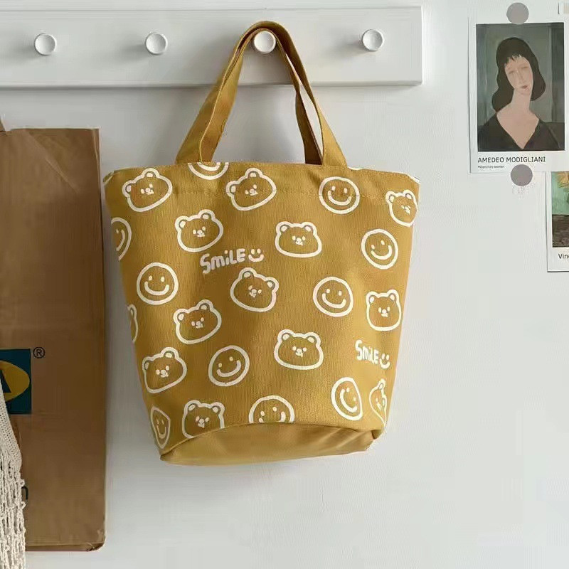 Za dame Kawaii djevojke Slatka torba s kantom Kutija za ručak Pamučno platno Ženska mala ručna torbica Spremnik za piknik Spremnik za večeru Vreće za pohranu hrane