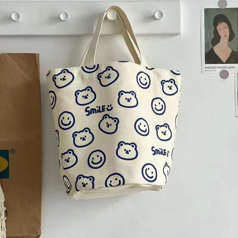 Za dame Kawaii djevojke Slatka torba s kantom Kutija za ručak Pamučno platno Ženska mala ručna torbica Spremnik za piknik Spremnik za večeru Vreće za pohranu hrane