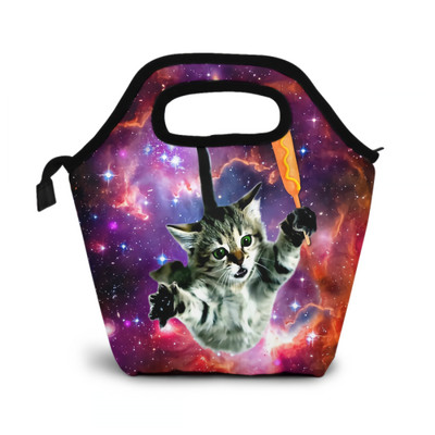Sapce Cat Kids Lunch Bag Galaxy Space Insuled Cooler Thermal Holding A Hot Dog επαναχρησιμοποιήσιμο γεύμα Bento Box για Σχολικό Γραφείο