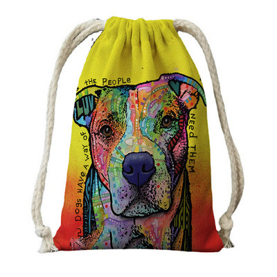 Ulje na platnu Tisak psa s vrećicama s vrećicama za ženski ruksak od poliesterskog užeta, ruksak umotan u putnu torbu