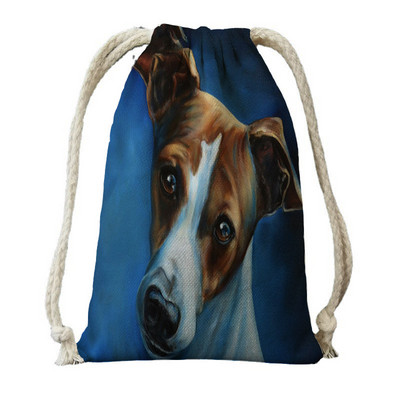 Ulje na platnu Tisak psa s vrećicama s vrećicama za ženski ruksak od poliesterskog užeta, ruksak umotan u putnu torbu