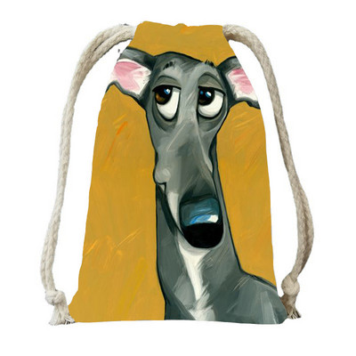 Ulje na platnu Tisak psa s vrećicama s vrećicama za ženski ruksak od poliesterskog užeta, ruksak umotan u putnu torbu