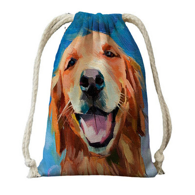 Ulje na platnu Tisak psa s vrećicama s vrećicama za ženski ruksak od poliesterskog užeta, ruksak umotan u putnu torbu