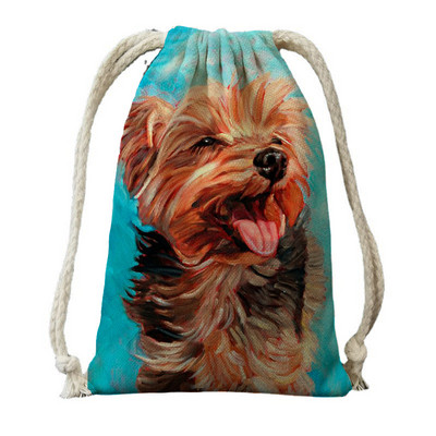 Ulje na platnu Tisak psa s vrećicama s vrećicama za ženski ruksak od poliesterskog užeta, ruksak umotan u putnu torbu