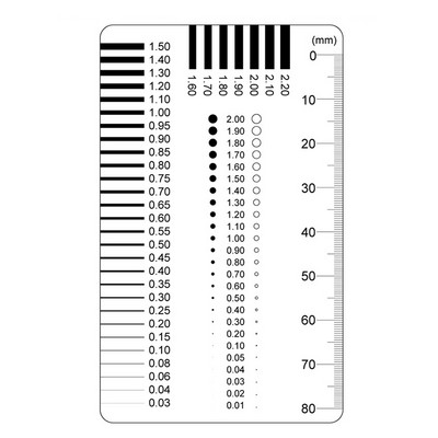 Значка за пропуск за измерване Габарит за карта за петна Габарит за точка за измерване на тел Прозрачен филм Линийка Пукнатина на петна Контрастна линийка Подаръци на едро