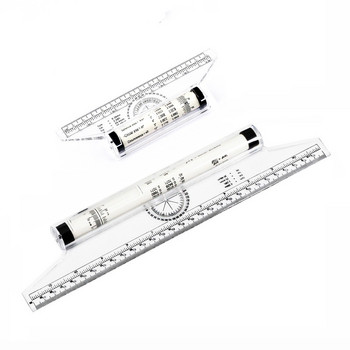 Мултифункционален инструмент за рисуване Roll Draw Ruler Metric Rolling Ruler Clear Parallel Rolling Ruler ъгли Line Ruler for Kids