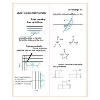 Мултифункционална линийка за рисуване Преносима универсална успоредна линийка Практичен инструмент за измерване за училищен офис линейка школьная