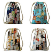 Ελαιογραφία εκτύπωση με τσάντες για γυναικείο σακίδιο από πολυεστερικό σχοινί σακίδιο πλάτης μπουκέτο στοματική τσάντα τσάντα ταξιδιού