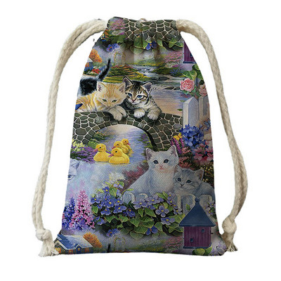 Ελαιογραφία εκτύπωση με τσάντες για γυναικείο σακίδιο από πολυεστερικό σχοινί σακίδιο πλάτης μπουκέτο στοματική τσάντα τσάντα ταξιδιού