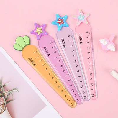 1 κομμάτι Lytwtw`s Cute Carrot Star Sword Kawaii Stationery Cartoon Σχέδιο Δώρο Γραφείου Σχολικό Γατάκι ίσιο Πλαστικό χάρακα