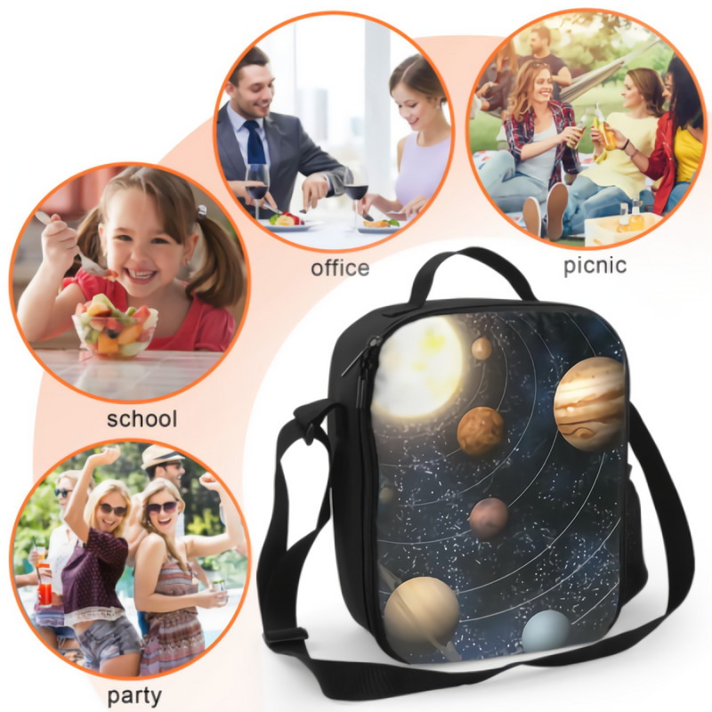Planeti u Sunčevom sustavu Izolirana kutija za ručak Prijenosne torbe za ručak s podesivim remenom za rame Rashladna torba za višekratnu upotrebu