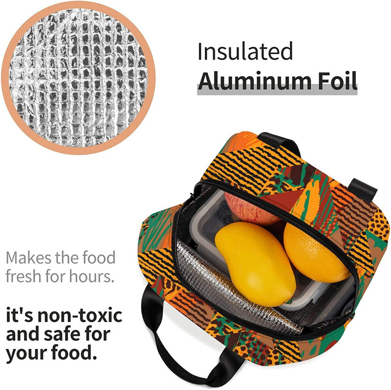 Torba za ručak Izolirana kutija za ručak s geometrijskim životinjskim printom Vodootporna torba za ručak za višekratnu upotrebu za školski rad Fakultetsko putovanje, piknik