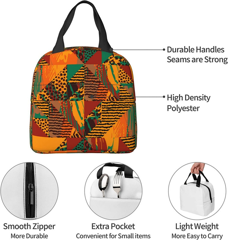 Torba za ručak Izolirana kutija za ručak s geometrijskim životinjskim printom Vodootporna torba za ručak za višekratnu upotrebu za školski rad Fakultetsko putovanje, piknik