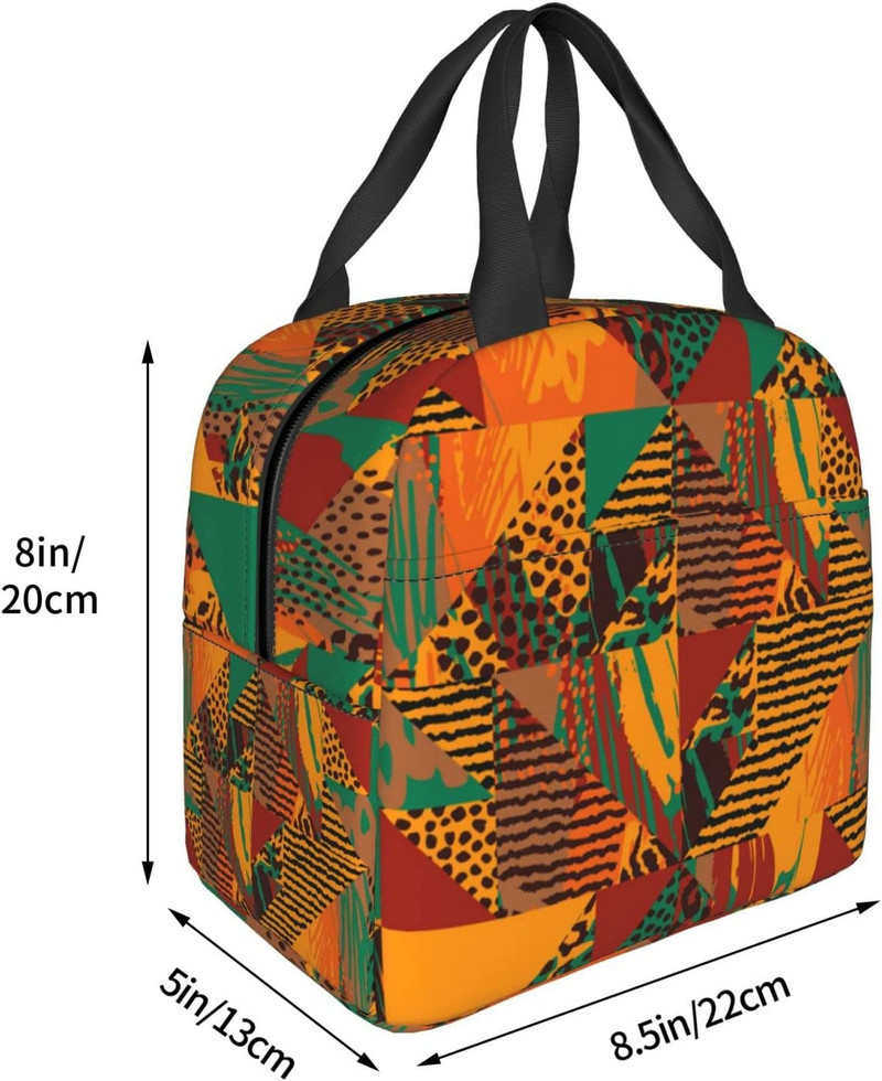 Torba za ručak Izolirana kutija za ručak s geometrijskim životinjskim printom Vodootporna torba za ručak za višekratnu upotrebu za školski rad Fakultetsko putovanje, piknik