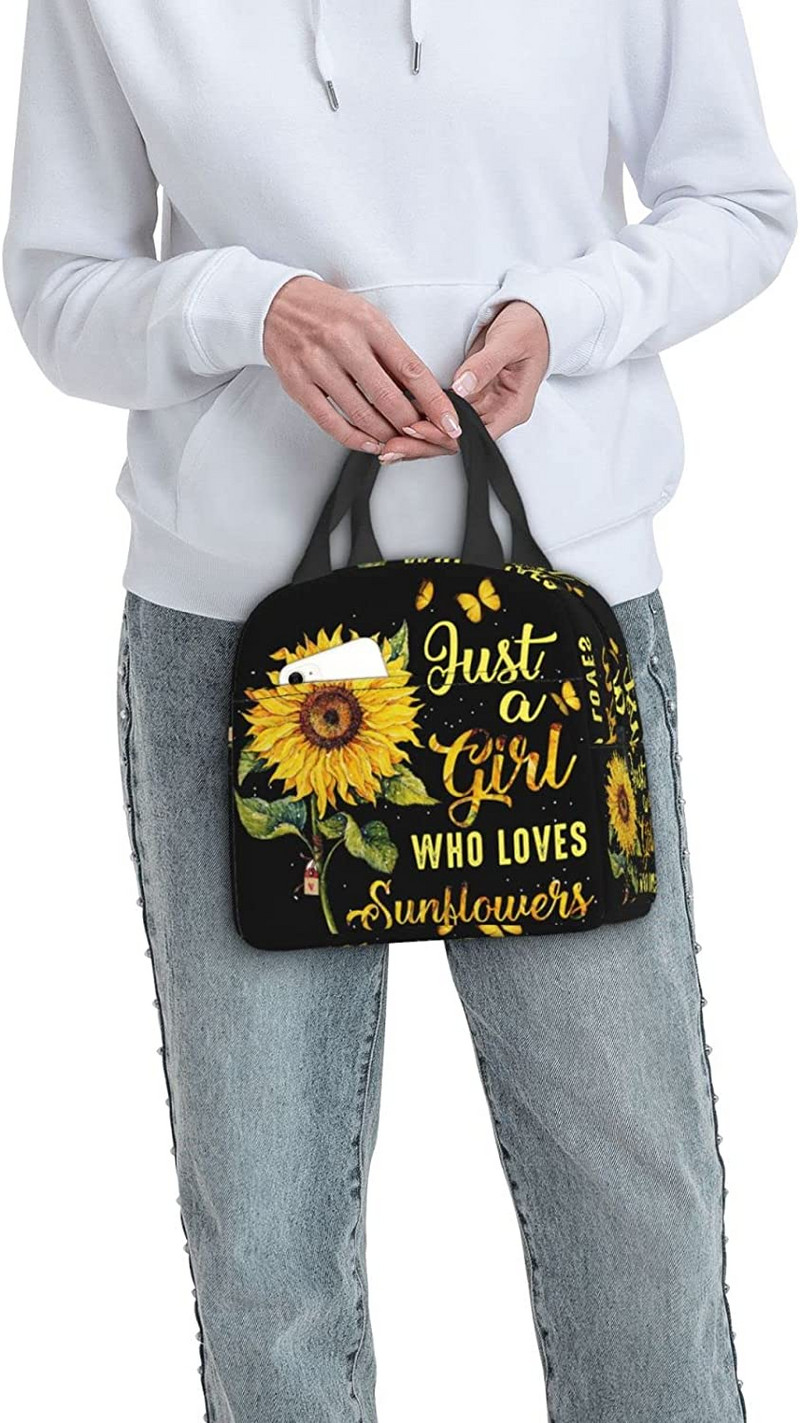 Suncokret izolirana torba za ručak za žene Samo djevojka koja voli suncokrete Kutija za ručak za višekratnu upotrebu Posude za hranu za muškarce Prijenosni hladnjak