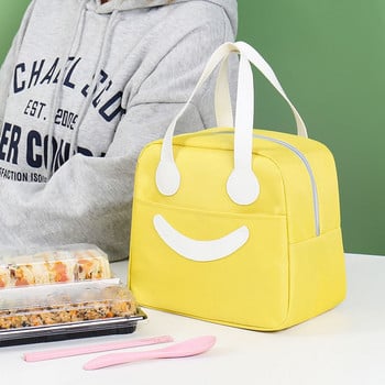 Φορητό Cartoon Smiley Lunch Box Θερμική τσάντα αδιάβροχη μεταφορά φαγητού για πικνίκ Bento μονωμένη τσάντα αξεσουάρ για γυναίκες