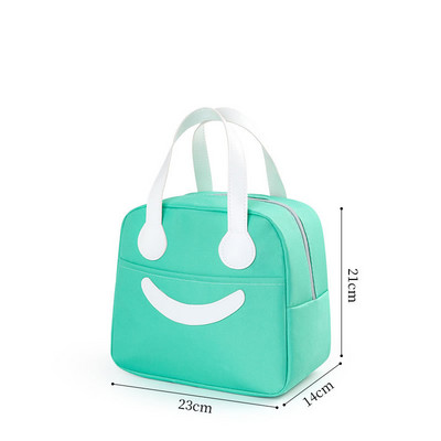 Prijenosna kutija za ručak s crtanim smajlićem Termalna torba Vodootporna nosiljka za hranu za piknik Bento spremnik Izolirana torba Pribor za žene