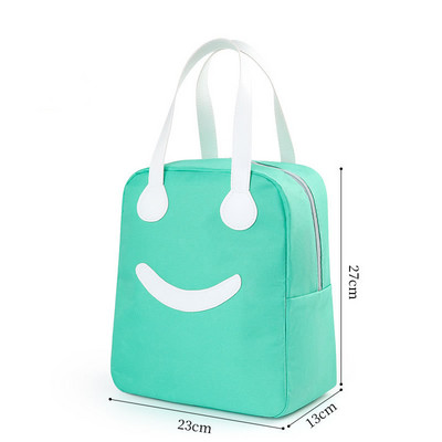 Prijenosna kutija za ručak s crtanim smajlićem Termalna torba Vodootporna nosiljka za hranu za piknik Bento spremnik Izolirana torba Pribor za žene