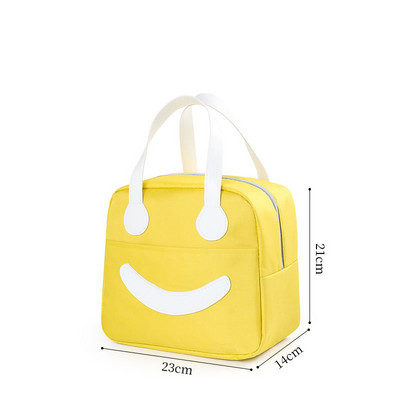 Prijenosna kutija za ručak s crtanim smajlićem Termalna torba Vodootporna nosiljka za hranu za piknik Bento spremnik Izolirana torba Pribor za žene