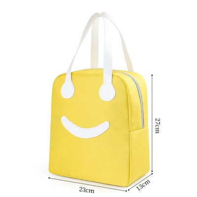 Prijenosna kutija za ručak s crtanim smajlićem Termalna torba Vodootporna nosiljka za hranu za piknik Bento spremnik Izolirana torba Pribor za žene