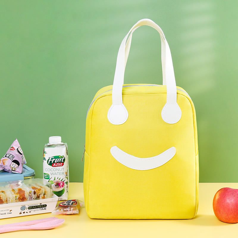 Prijenosna kutija za ručak s crtanim smajlićem Termalna torba Vodootporna nosiljka za hranu za piknik Bento spremnik Izolirana torba Pribor za žene