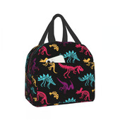 Imiss Πολύχρωμοι Δεινόσαυροι Σκελετοί Απολιθώματα Επαναχρησιμοποιήσιμη Μονωμένη τσάντα μεσημεριανού γεύματος Χαριτωμένα κινούμενα σχέδια Dino Animal Pattern Cooler Tote Box