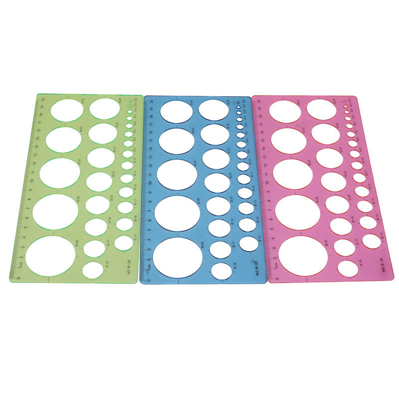 1 gab. Plastmasas veidņu lineāls studentiem taisnstūra formas liela apļa veidnes lineāls Studentu skolas kancelejas piederumu piederumi