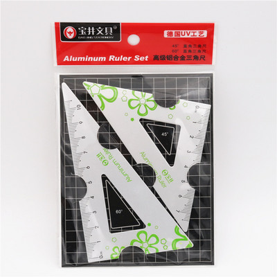 4 gab./Komplekts UV alumīnija sakausējuma lineāls, rasējums, mērījums, ģeometrija, trijstūris, lineāls taisnvirziena transportētājs Dažādi lineāli