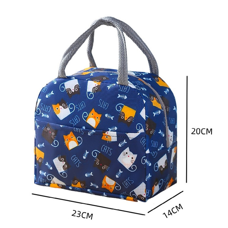 Geantă de prânz Izolație termică Cutie Bento portabilă Studenți Lucrători de birouri Tote de imprimare cu desene animate cu lunchbox Saci din folie îngroșată