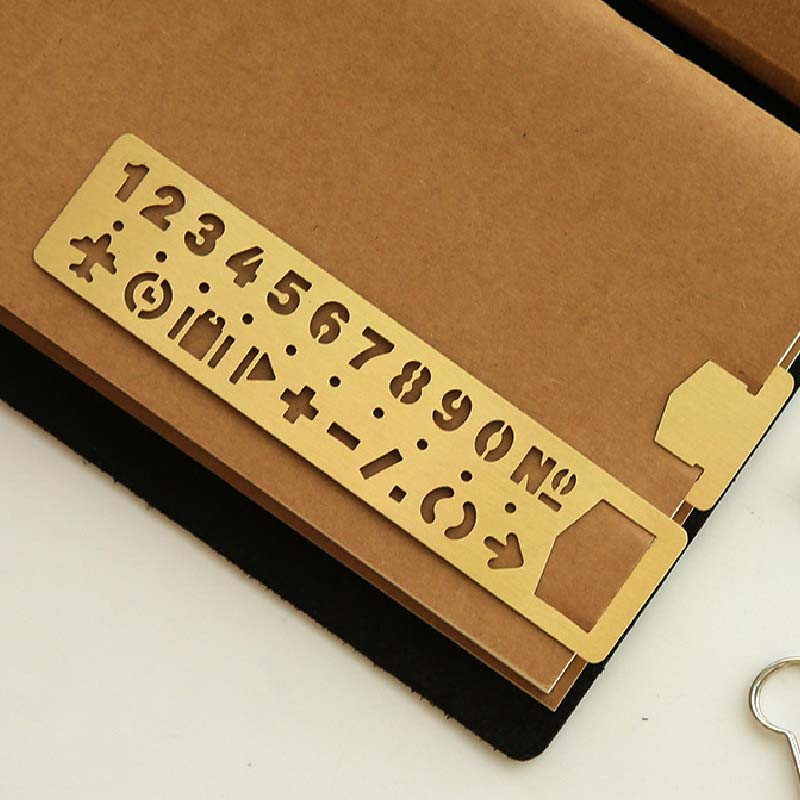 Radošais misiņa daudzfunkcionālais lineāls Grāmatzīme Burti un cipari Veidnes Glezniecības rīki Bērniem Dāvanas Kancelejas preces Skolas piederumi