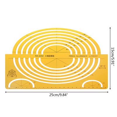 K Ρητίνη Κύκλοι Τετράγωνα Τρίγωνο Γεωμετρικό πρότυπο χάρακα Στένσιλ Εργαλείο μέτρησης Whosale&DropShip