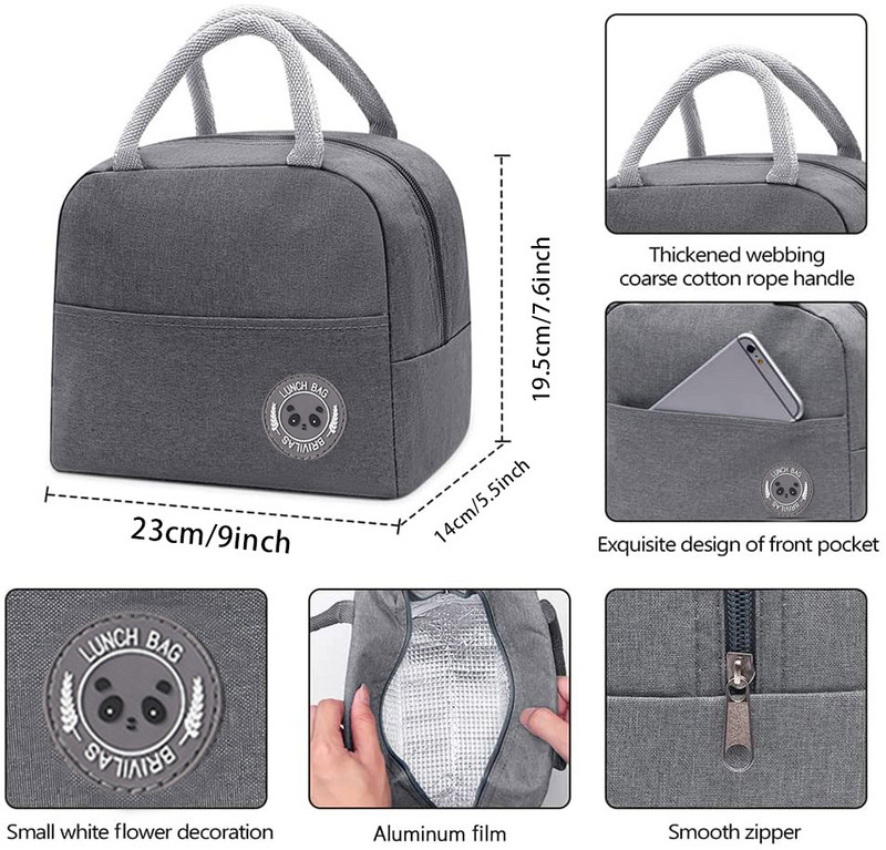 Dzesētāja pusdienu soma sievietēm pārnēsājama rāvējslēdzēja termo pusdienu kastīte, bērnu izolēta pusdienu kastīte karikatūru drukas maisiņš pārtikas uzglabāšanas somas