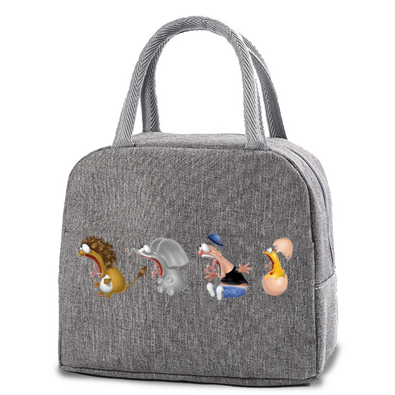 Dzesētāja pusdienu soma sievietēm pārnēsājama rāvējslēdzēja termo pusdienu kastīte, bērnu izolēta pusdienu kastīte karikatūru drukas maisiņš pārtikas uzglabāšanas somas