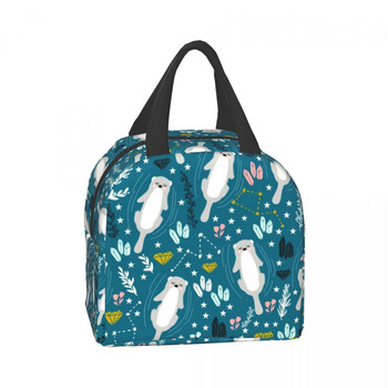 Προσαρμοσμένη Cute Otters Lunch Bag Γυναικεία Cooler Ζεστά μονωμένα κουτιά γεύματος για το Παιδικό Σχολείο