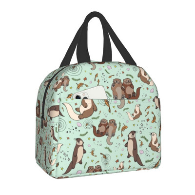 Προσαρμοσμένη Cute Otters Lunch Bag Γυναικεία Cooler Ζεστά μονωμένα κουτιά γεύματος για το Παιδικό Σχολείο