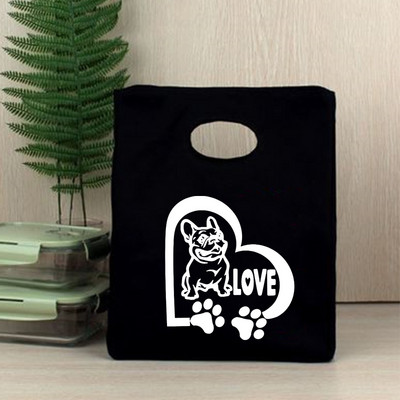 I Love Frenchie Cooler torbe za ručak French Bulldog Bento Box torbe Ženska ručna torba Termalna prijenosna torbica za piknik Putna torbica za skladištenje hrane