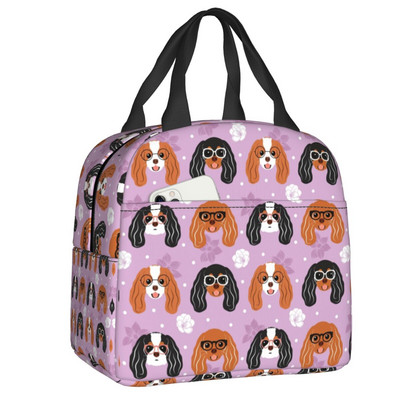 Cavalier King Charles Spaniel Izolirana torba za ručak za žene ljubitelje pasa Prijenosni toplinski hladnjak Školska kutija za ručak