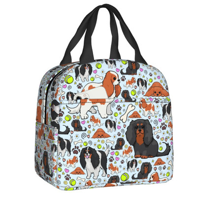 Cavalier King Charles Spaniel Izolirana torba za ručak za žene ljubitelje pasa Prijenosni toplinski hladnjak Školska kutija za ručak