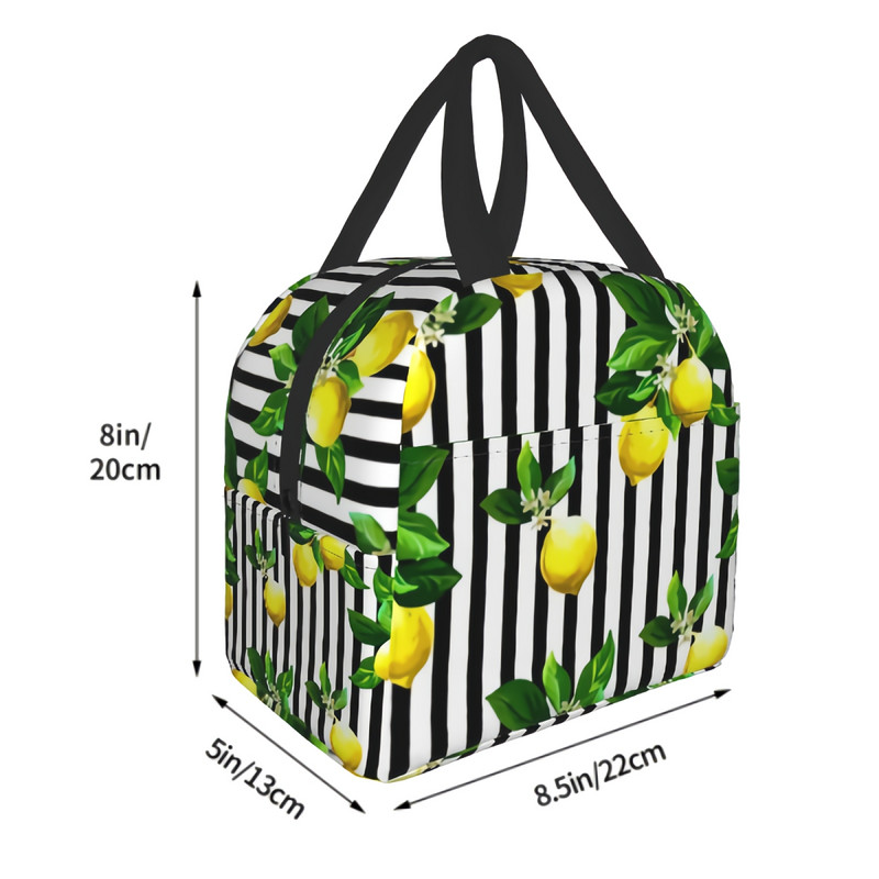 Citrinos ant dryžuoto pietų krepšio moterims, vyrų izoliuota priešpiečių dėžutė suaugusiems, daugkartinio naudojimo pietų krepšys darbui, iškylai, mokyklai