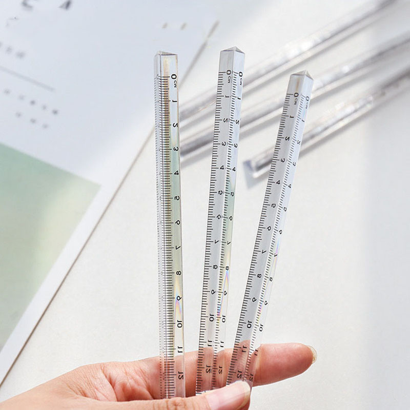 15 cm/20 cm vienkāršs caurspīdīgs trīsstūrveida taisns lineāls Kawaii instrumenti Kancelejas preces Karikatūras zīmējums Dāvana Biroja skola Mērīšana