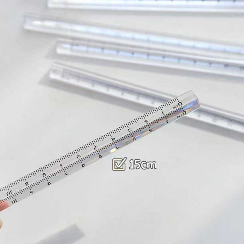 15 cm/20 cm vienkāršs caurspīdīgs trīsstūrveida taisns lineāls Kawaii instrumenti Kancelejas preces Karikatūras zīmējums Dāvana Biroja skola Mērīšana