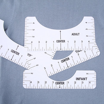 5 τμχ/Σετ Χάρακας ευθυγράμμισης μπλουζών για καθοδήγηση χάρακα μέτρησης μπλουζών με διάγραμμα μεγεθών DIY Πρότυπο σχεδίασης εργαλείων χειροτεχνίας