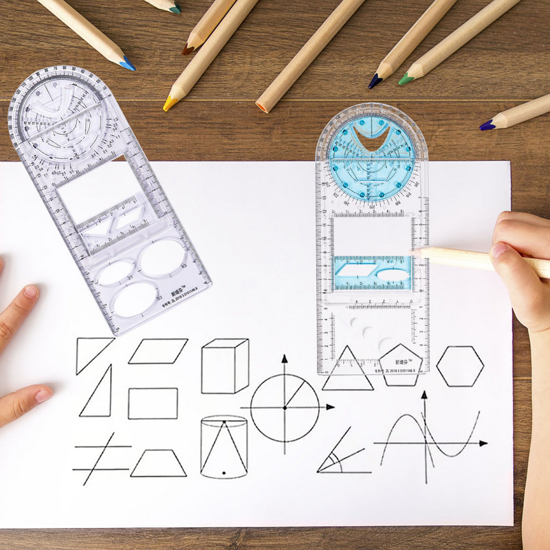 Πολυλειτουργικοί γεωμετρικοί χάρακες για σχέδιο μαθητών Γεωμετρικό πρότυπο σχεδίου χάρακες για κυλίνδρους Κώνοι Κύβοι παραβολές