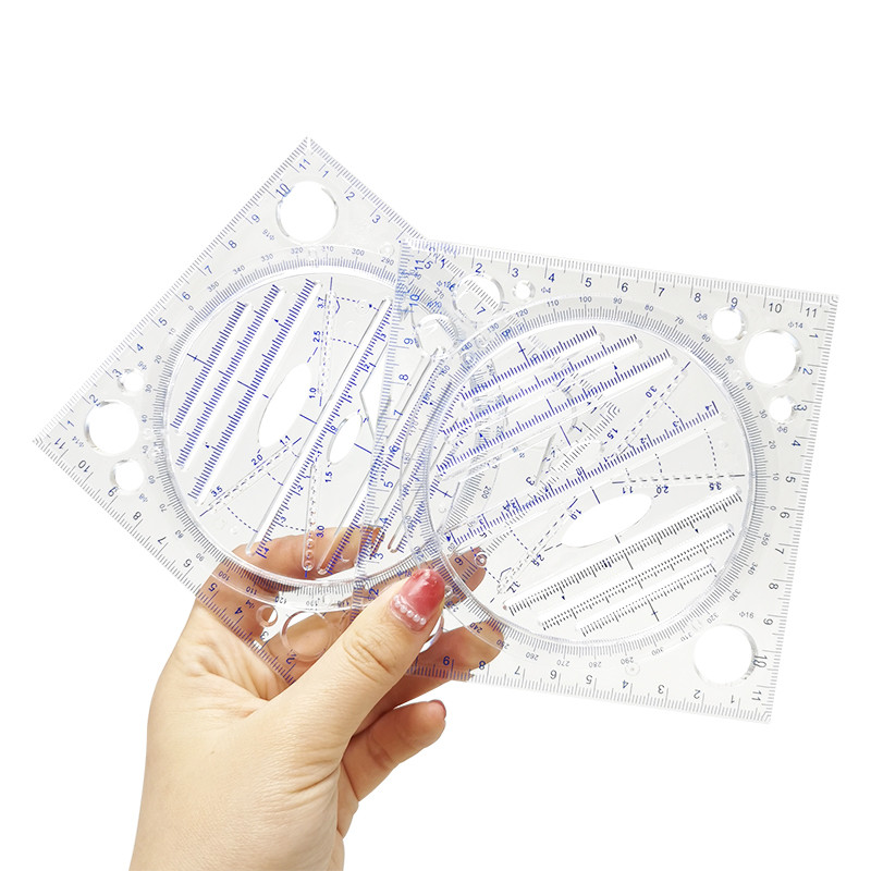 Elforgatható többfunkciós univerzális vonalzó vonalzó készlet matematika rajz kör ellipszis sablon párhuzamos háromszög vonalzó