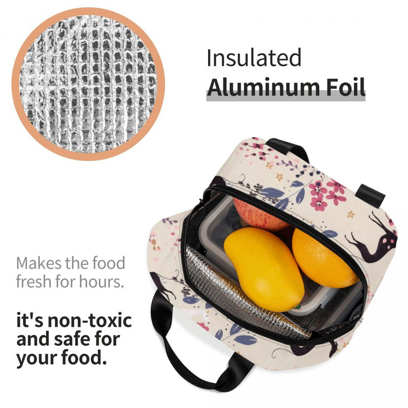 Sighthound Flower Love Termiškai izoliuoti pietų krepšiai Moterims Kurtas Vipetas Nešiojami Pietūs Kelioninė maisto dėžutė