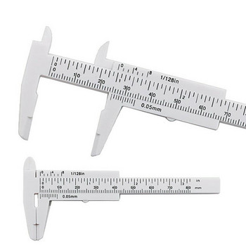 Διπλής ζυγαριάς Πλαστική δαγκάνα Vernier Mini Sliding Vernier Gauge Measure Tool Χάρακας Μικρόμετρο Χάρακας Συρόμενη τσέπη 80mm Χρήσιμο